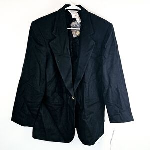 Nwt Vintage Sellecca Womens Classic Black Blazer Lined One Button Closure